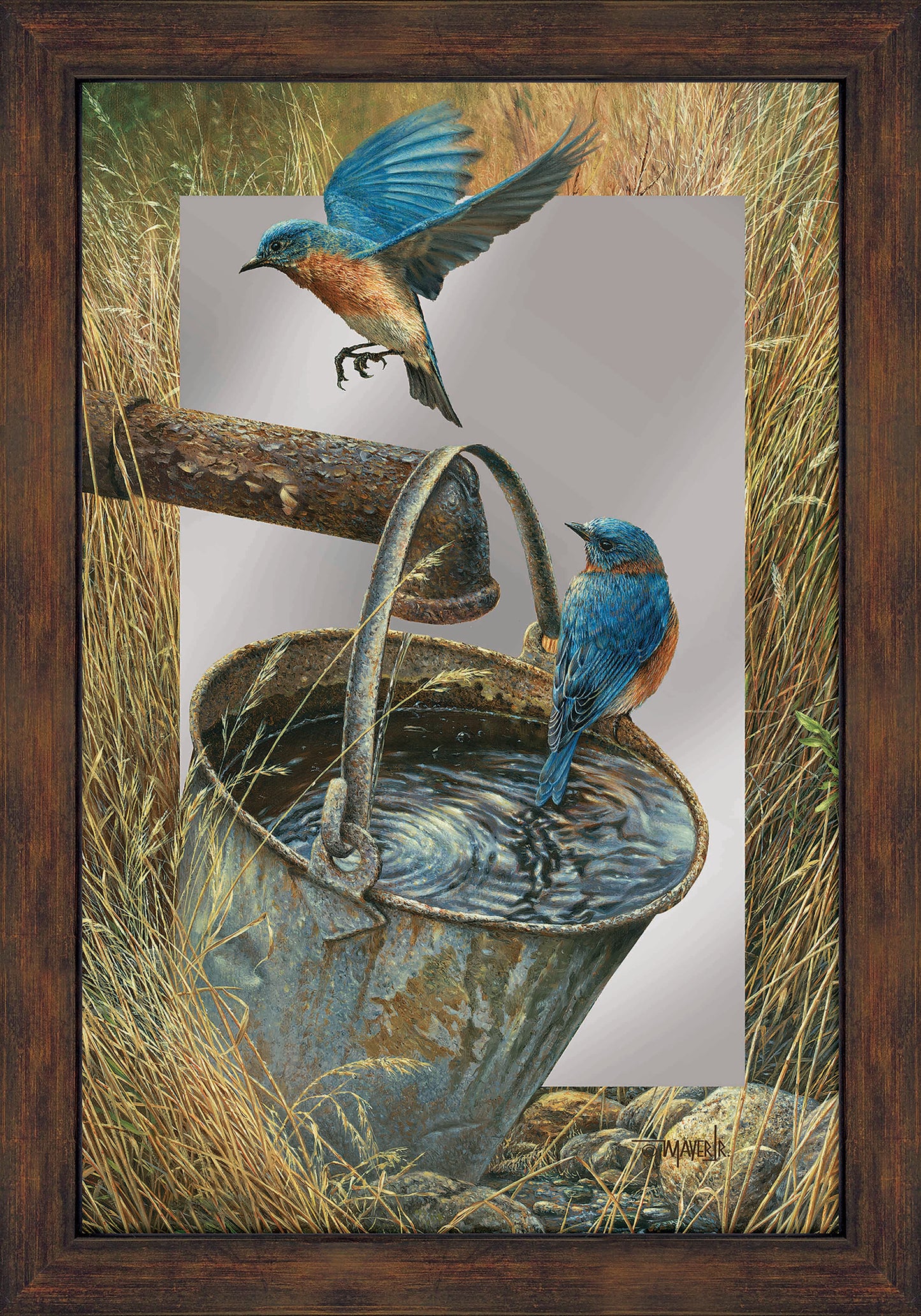 Farmland Dwellers - 24" x 16" Mirror Framed Barnwood
