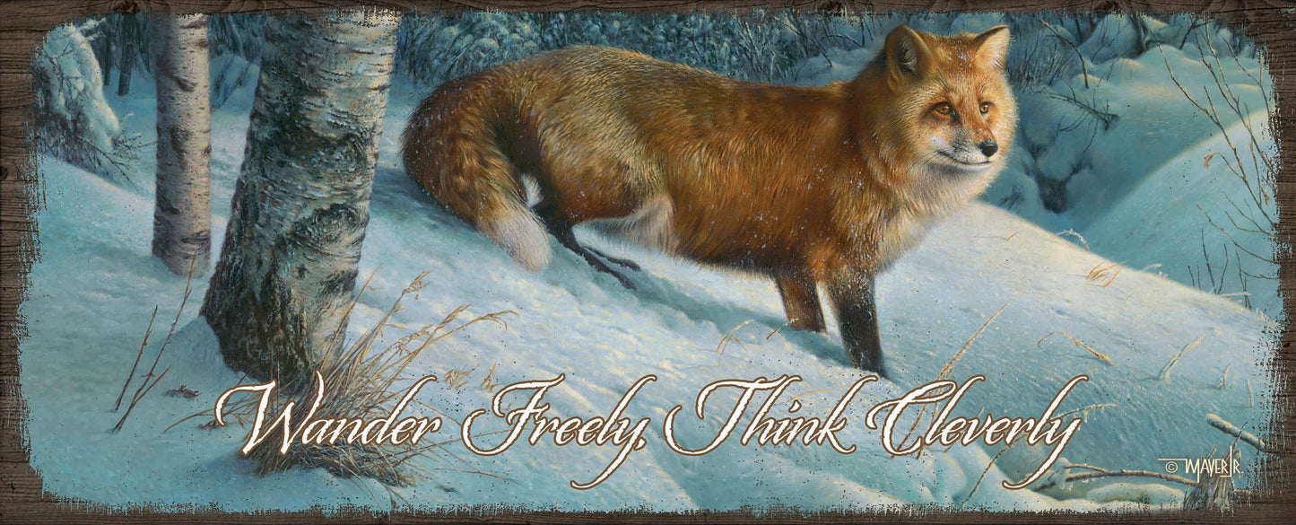 Cautious Roamer - 12" x 30" Wood Sign