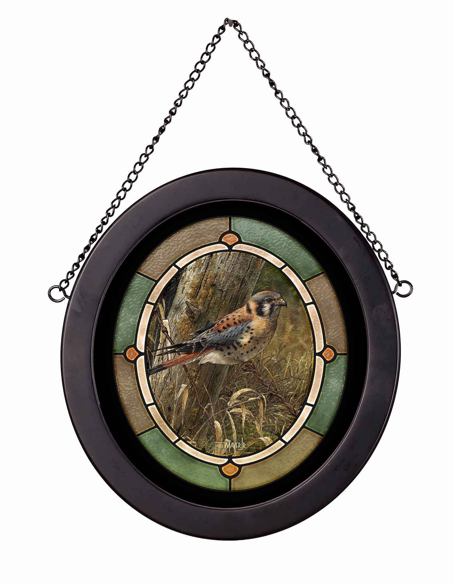 Patience is Rewarding - 9" x 8" Black Oval Stained Glass Art