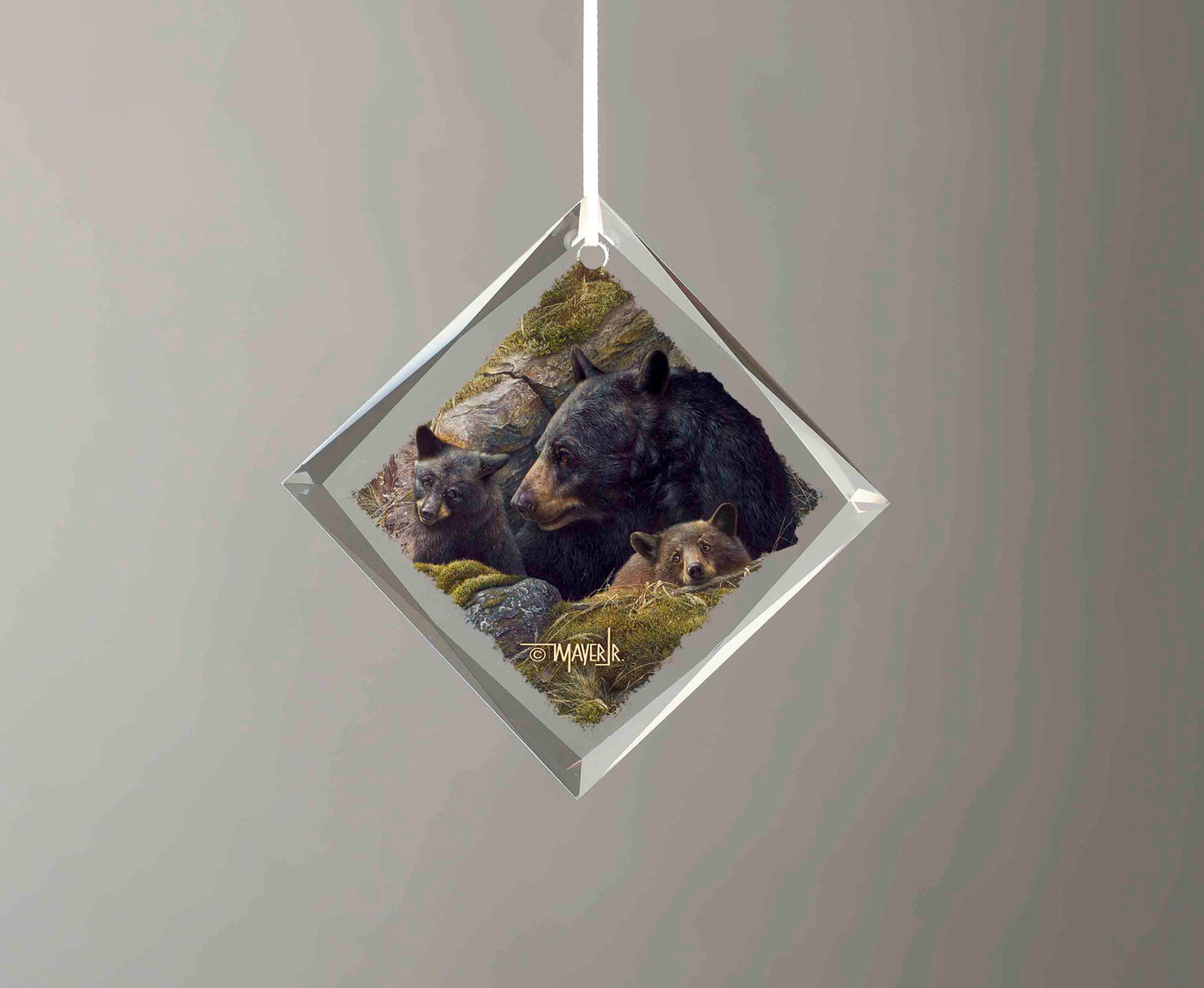 Twice the Love - Diamond-Shaped Glass Ornament