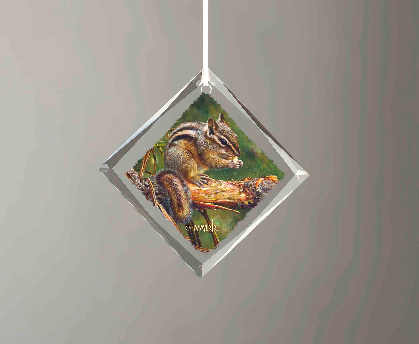 Twin Foragers - Diamond-Shaped Glass Ornament