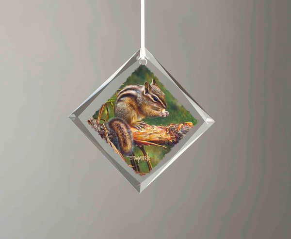 Twin Foragers - Diamond-Shaped Glass Ornament