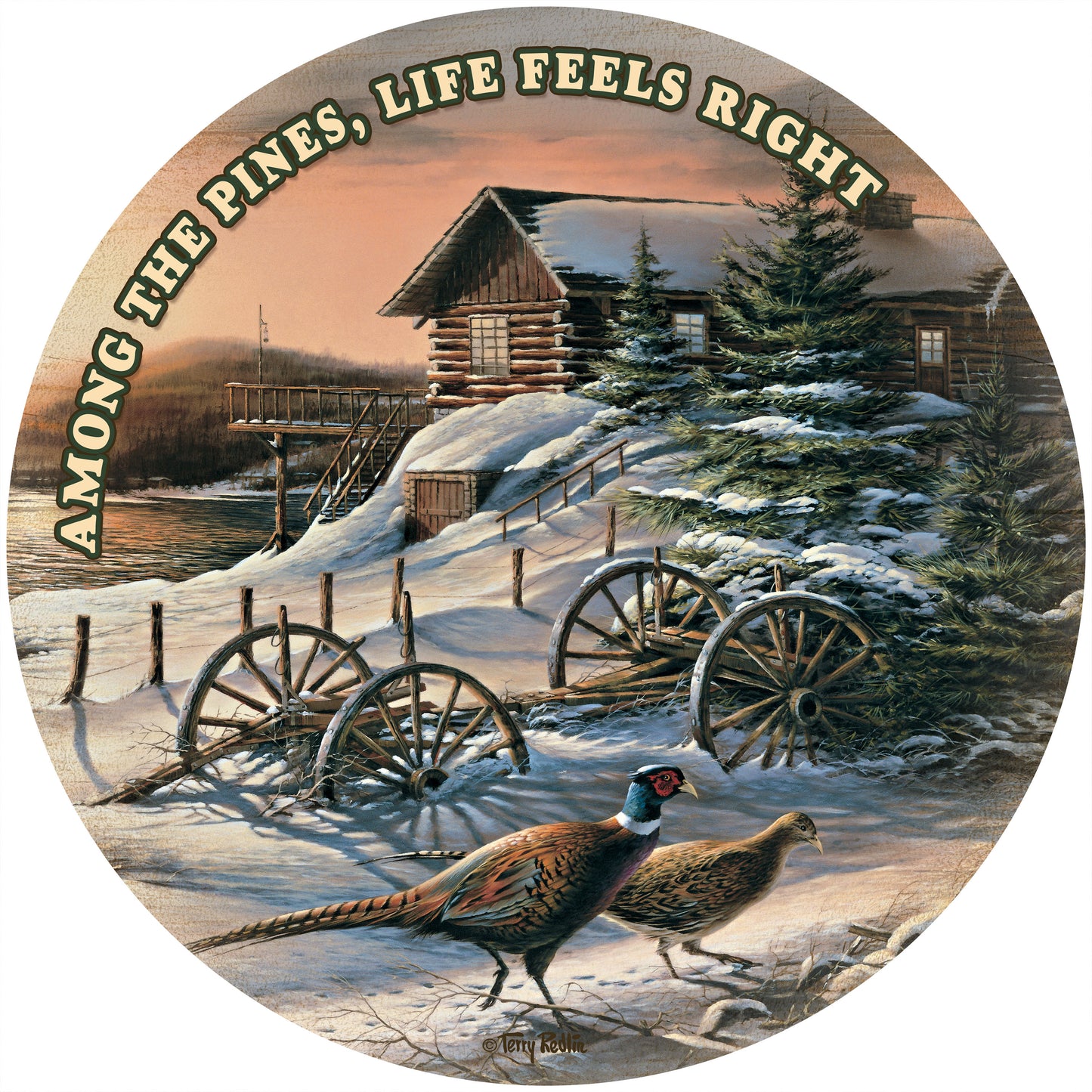 Peaceful Evening - 21" Round Wood Sign