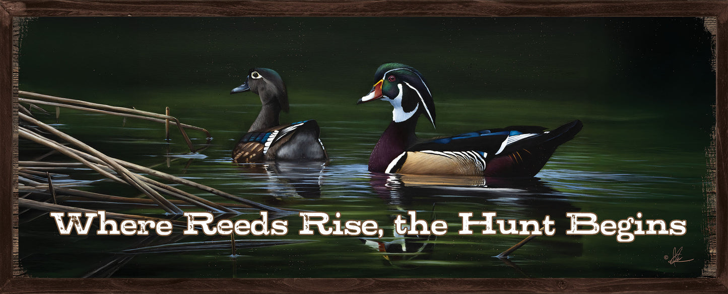 A Day at Bird Haven - 12" x 30" Wood Sign