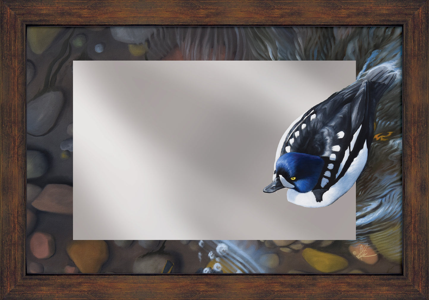 Lamar River Divers - 16" x 24" Mirror Framed Barnwood