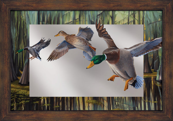 Timber Greenheads - 24" x 16" Mirror Framed Barnwood