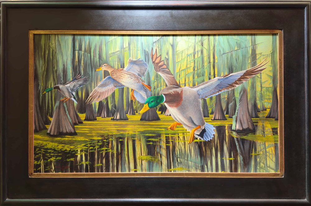Timber Greenheads 18.5" x 32" Original Oil Painting