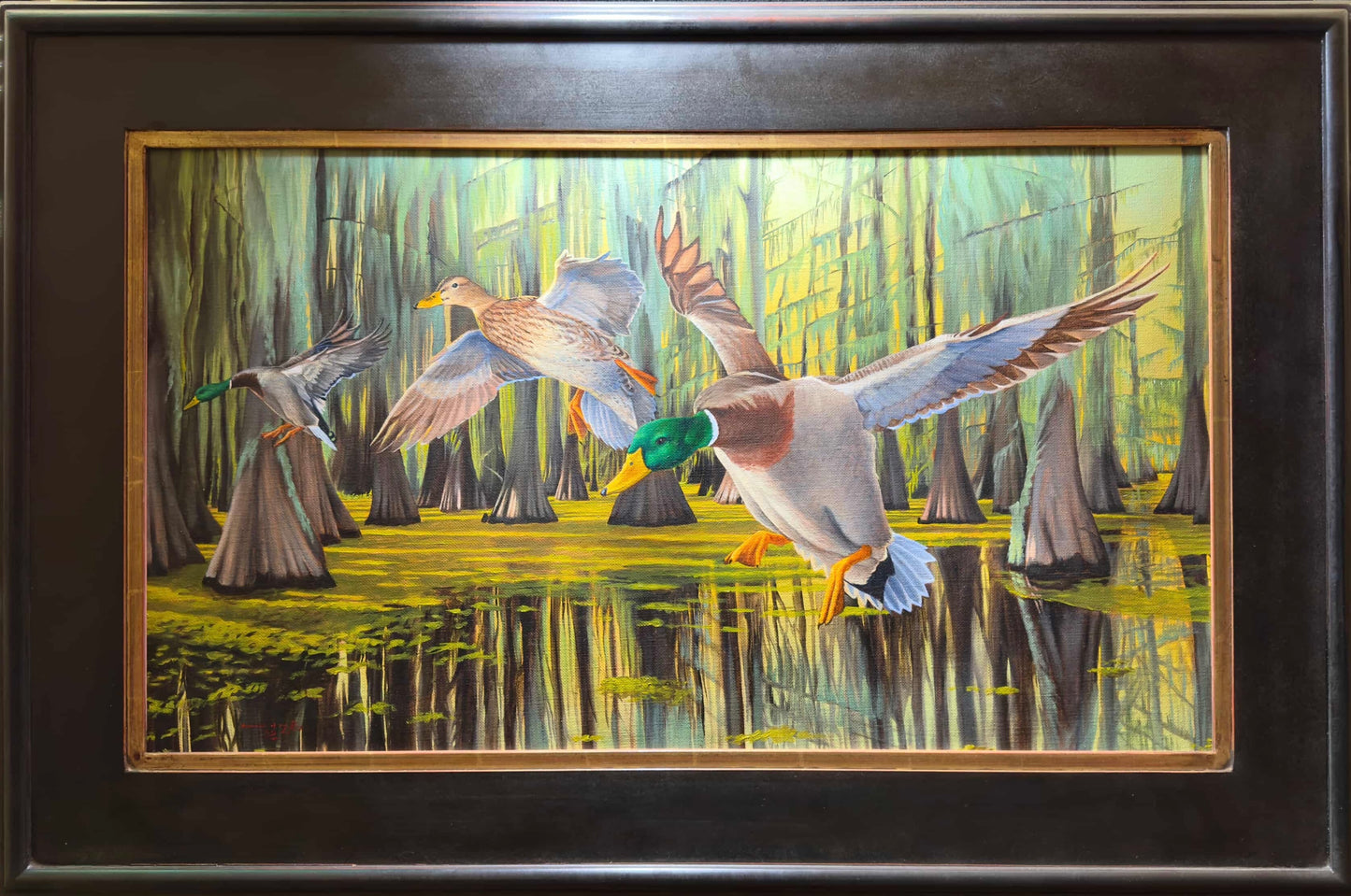 Timber Greenheads 18.5" x 32" Original Oil Painting