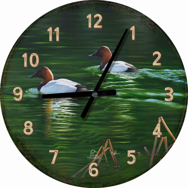 A Beautiful Day 21" Round Clock - Official Ducks Unlimited Art