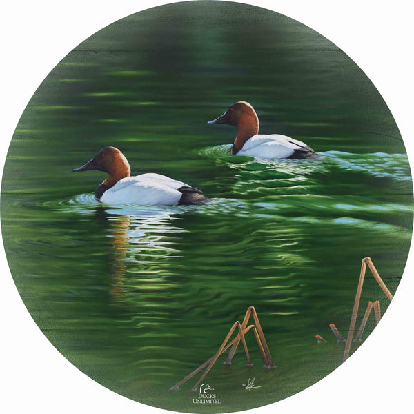 A Beautiful Day 21" Round Wood Sign - Official Ducks Unlimited Art