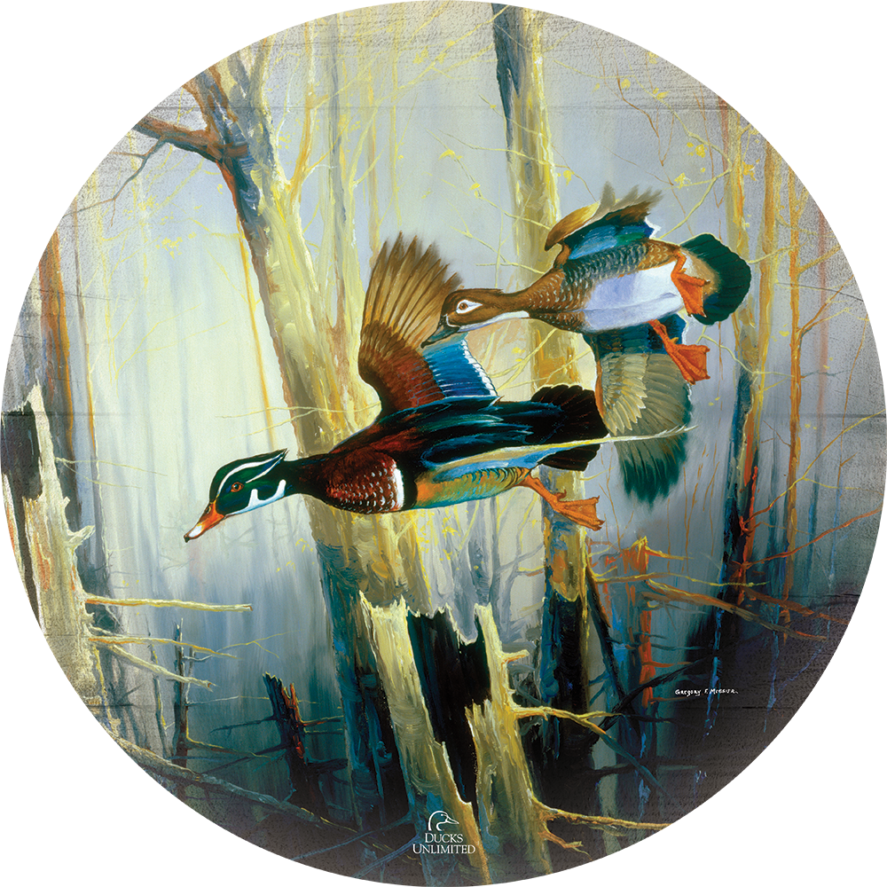 Aerobatics 21" Round Wood Sign - Official Ducks Unlimited Art