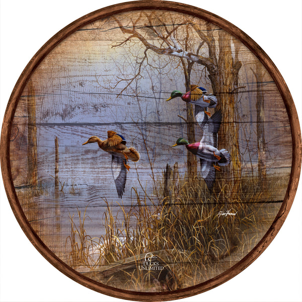 After the Thaw  21" Round Wood Sign - Official Ducks Unlimited Art