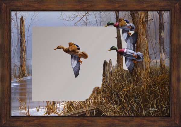 After the Thaw  16" x 24" Mirror Framed Barnwood - Official Ducks Unlimited Art