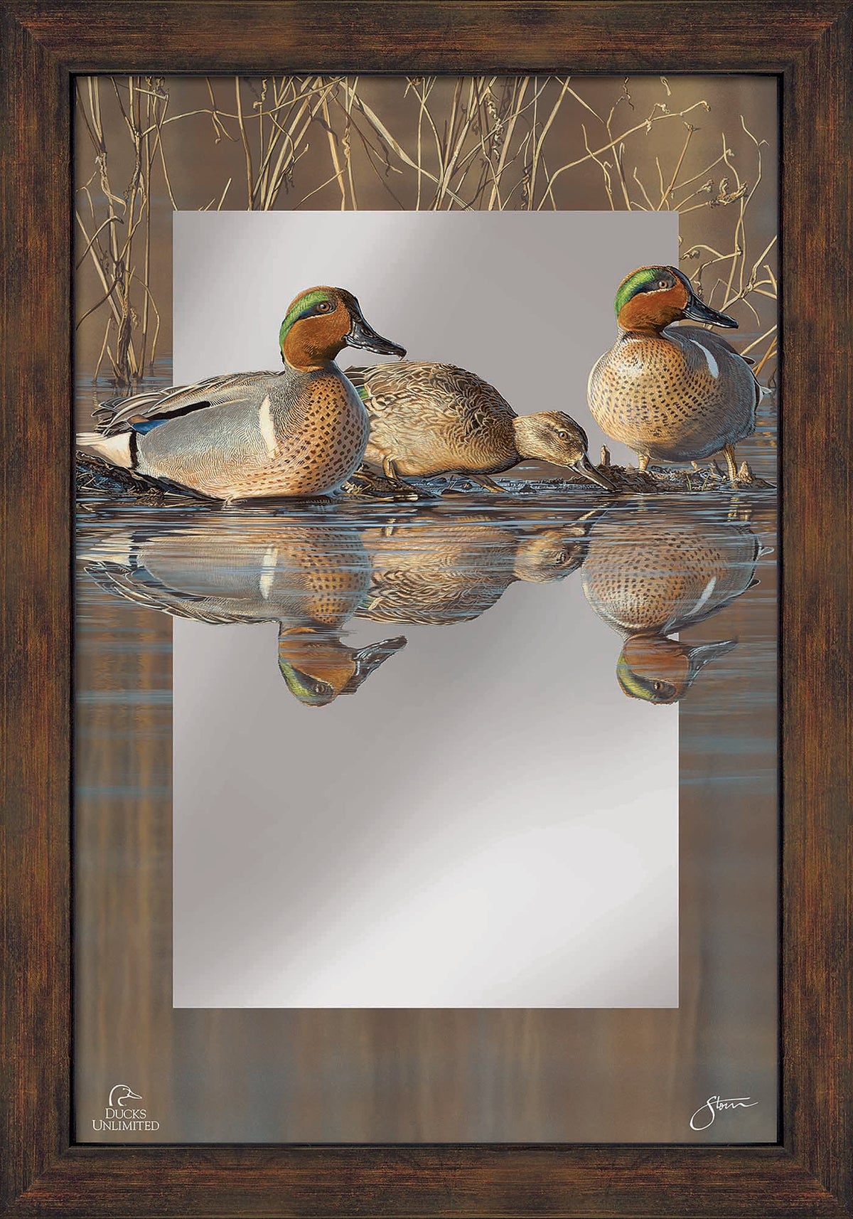 Amber Waters 16" x 24" Mirror Framed Barnwood - Official Ducks Unlimited Art