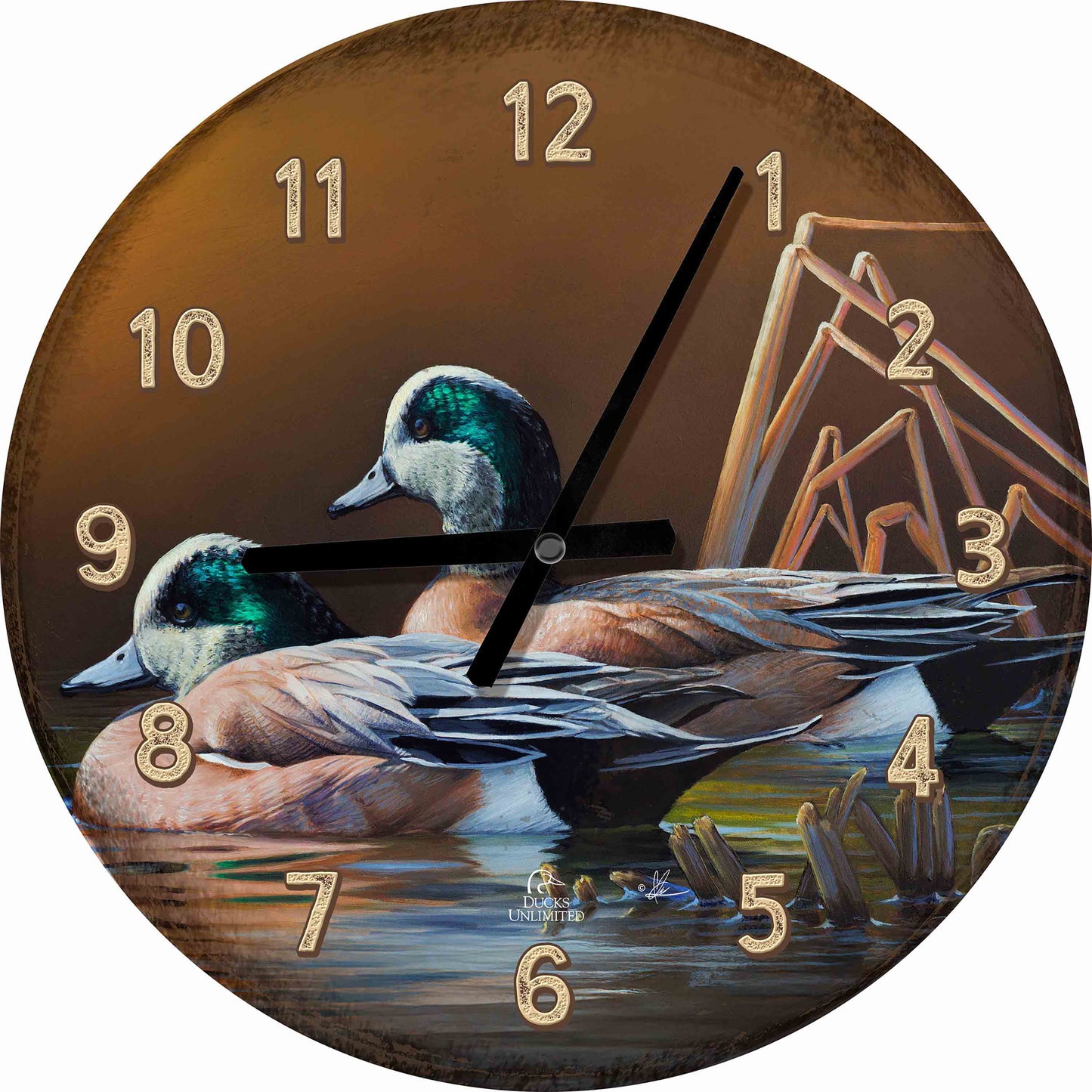 American Widgeon  21" Round Clock - Official Ducks Unlimited Art