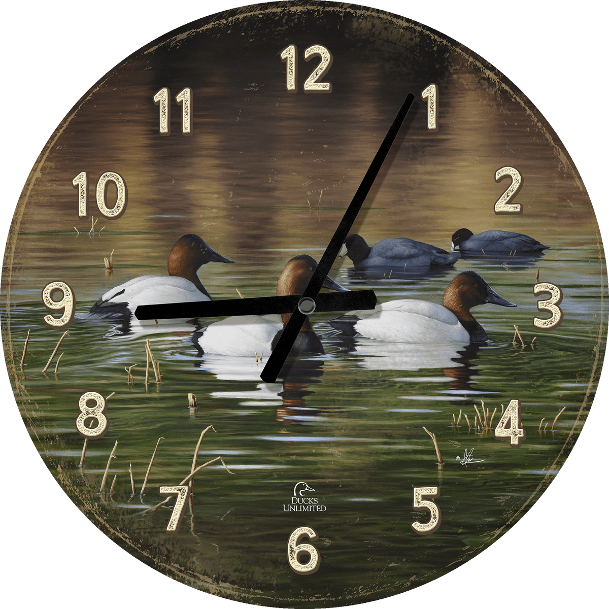 Among Kings and Paupers 21" Round Clock - Official Ducks Unlimited Art