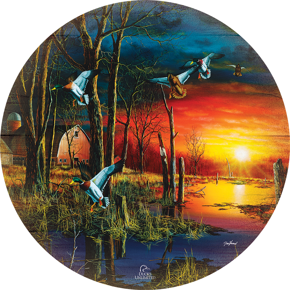 Autumn Visitors 21" Round Wood Sign - Official Ducks Unlimited Art
