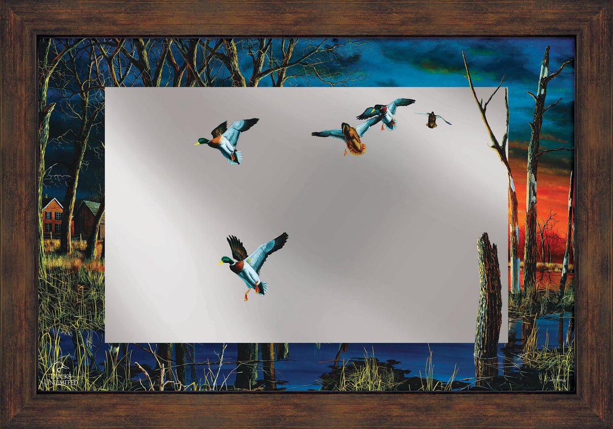 Autumn Visitors 16" x 24" Mirror Framed Barnwood - Official Ducks Unlimited Art