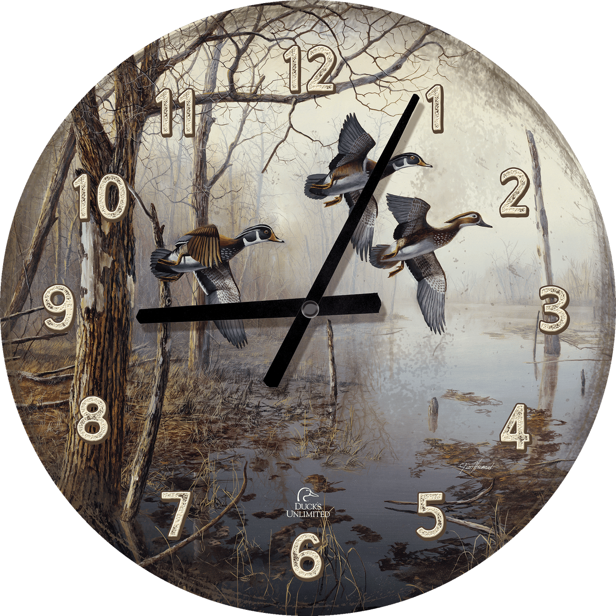 Backwater 21" Round Clock - Official Ducks Unlimited Art