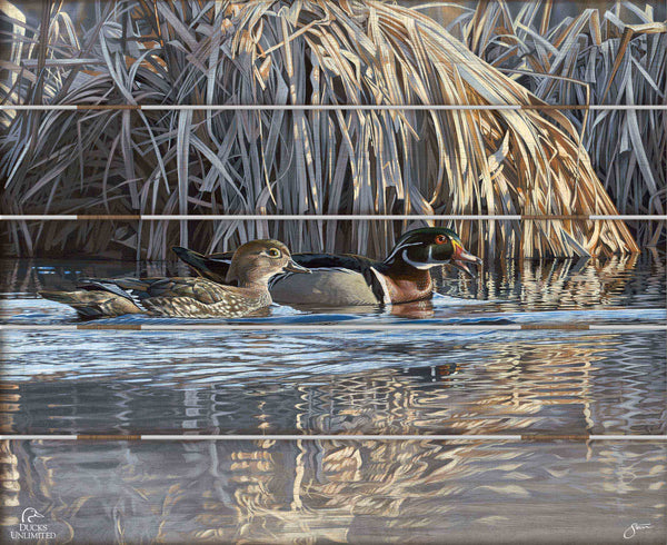 Backwater Gathering 18" x 22" Pallet Wall Art  - Official Ducks Unlimited Art