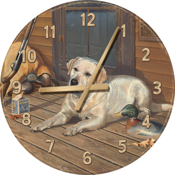 Bountiful Day Yellow Lab 21" Round Clock - Official Ducks Unlimited Art
