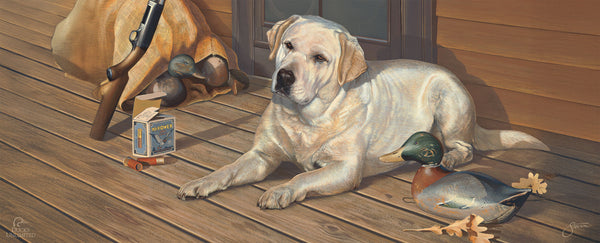 Bountiful Day Yellow Lab 12" x 30" Wood Sign - Official Ducks Unlimited Art