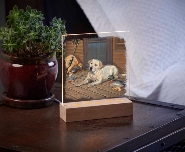 Bountiful Day Yellow Lab 6.37" x 6" Acrylic Nightlight - Official Ducks Unlimited Art