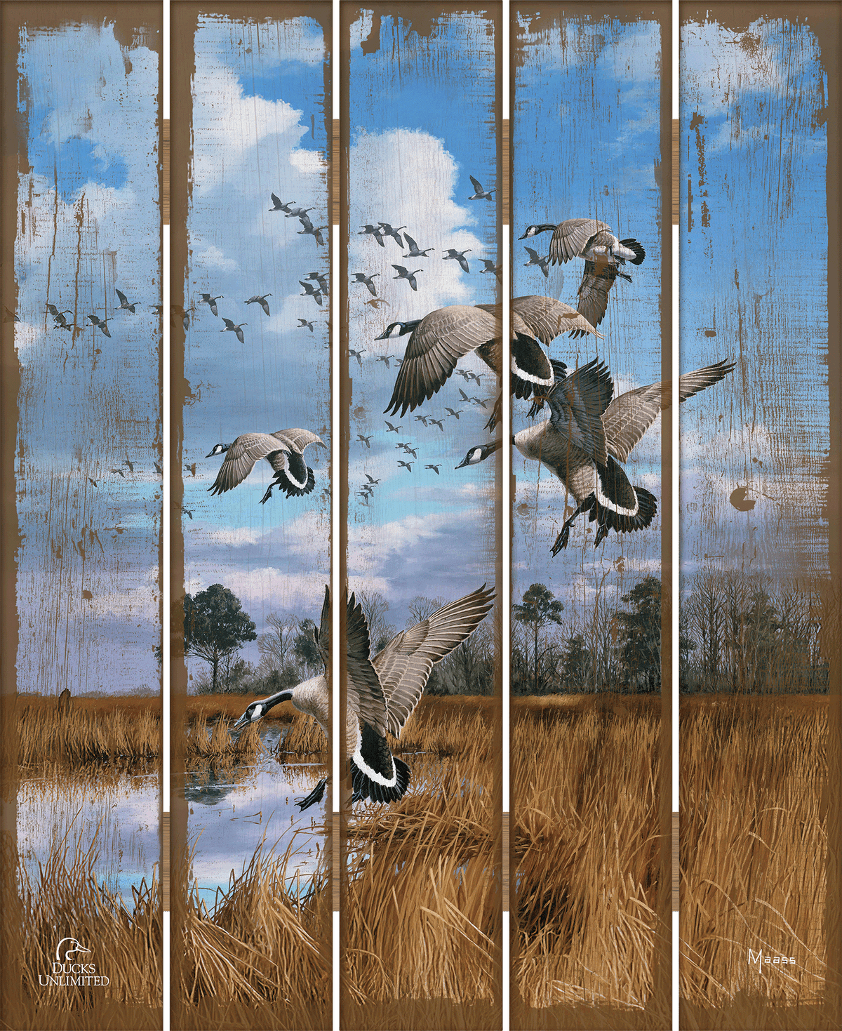 Canada Geese- Atlantic Flyway 18" x 22" Pallet Wall Art - Official Ducks Unlimited Art