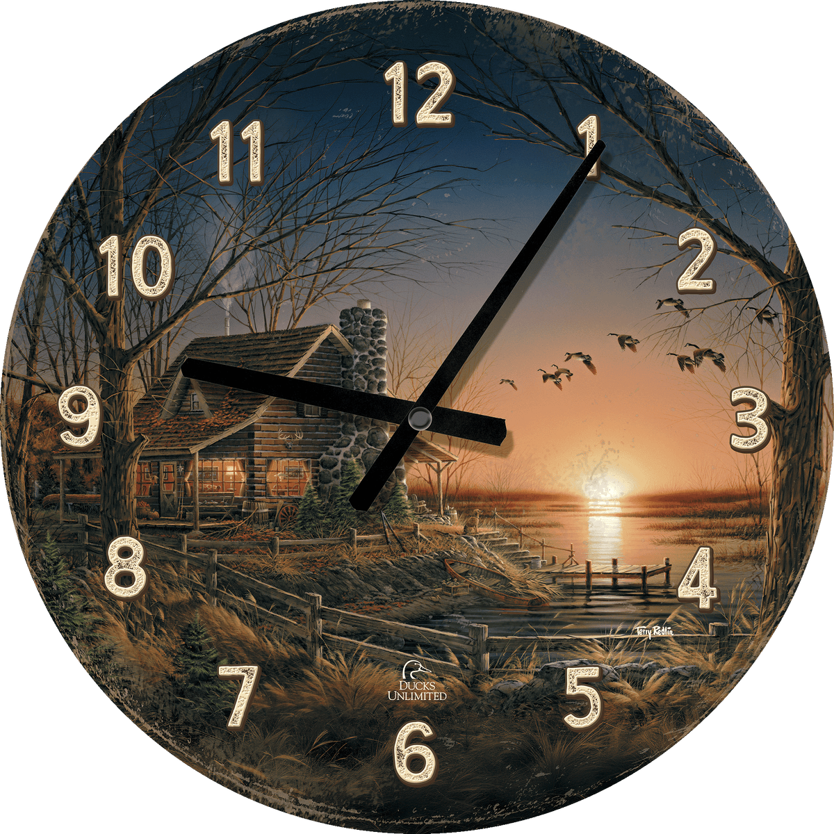 Comforts of Home 21" Round Clock - Official Ducks Unlimited Art