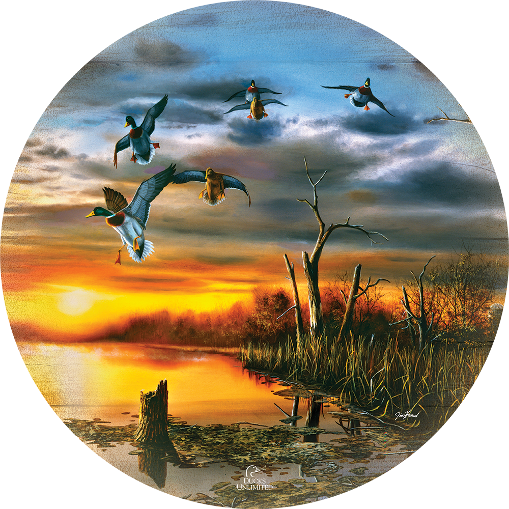 Days End 21" Round Wood Sign - Official Ducks Unlimited