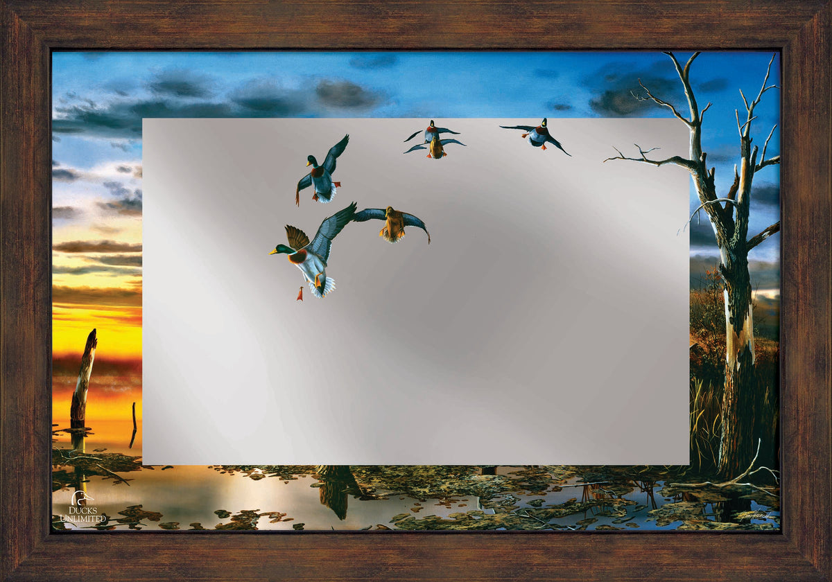 Days End 16" x 24" Mirror Framed Barnwood - Official Ducks Unlimited