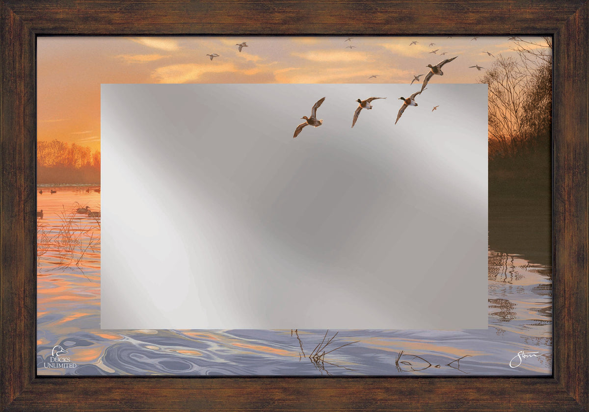 End of a Great Day 16" x 24" Mirror Framed Barnwood - Official Ducks Unlimited Art