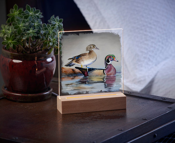 Foggy Day Woodies 6.37" x 6" Acrylic Nightlight - Official Ducks Unlimited Art