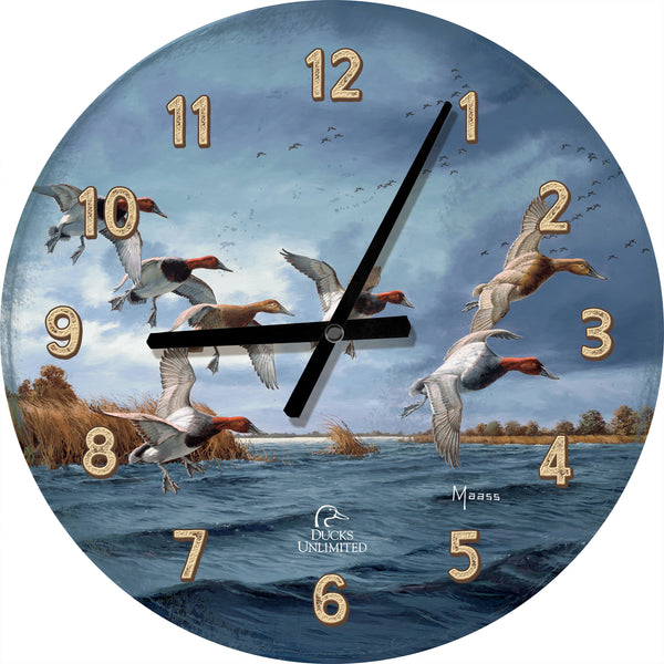 Fruits of Your Labor Canvasbacks 21" Round Clock - Official Ducks Unlimited Art