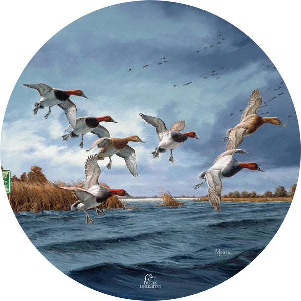 Fruits of Your Labor Canvasbacks 21" Round Wood Sign - Official Ducks Unlimited Art