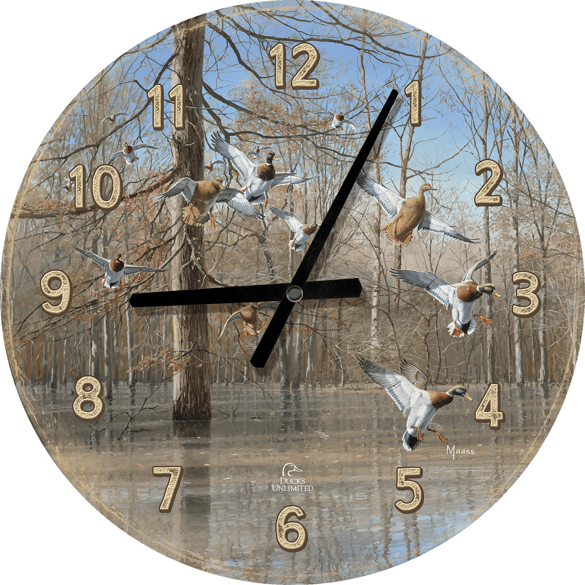 Green Timber 21" Round Clock - Official Ducks Unlimited Art