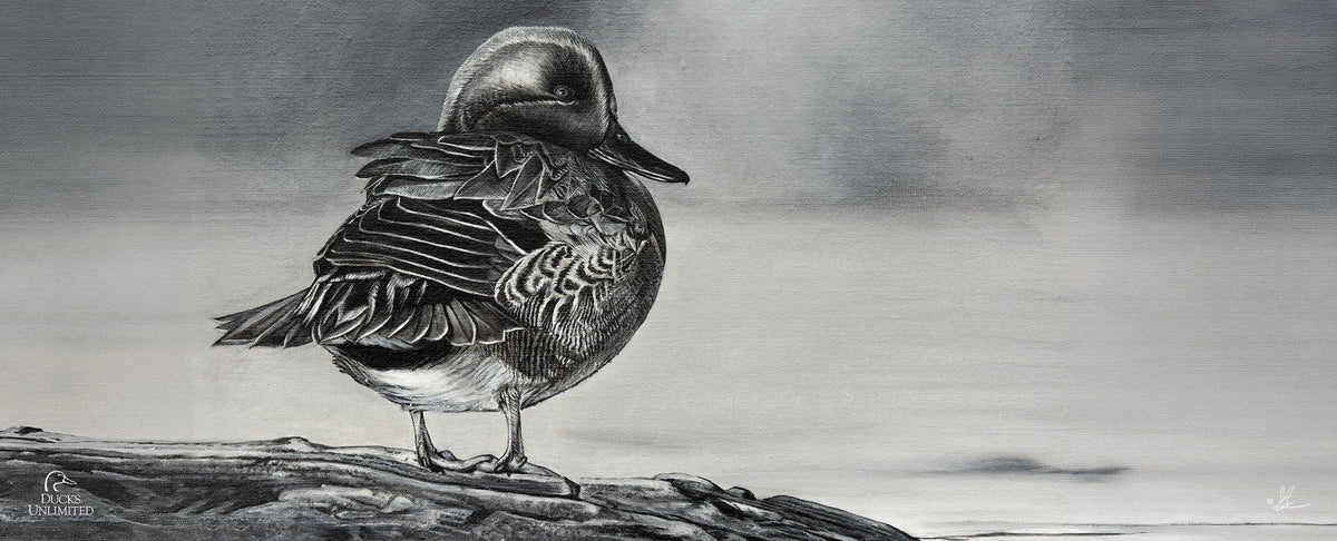 Green Winged Study 12" x 30" Wood Sign - Official Ducks Unlimited Art