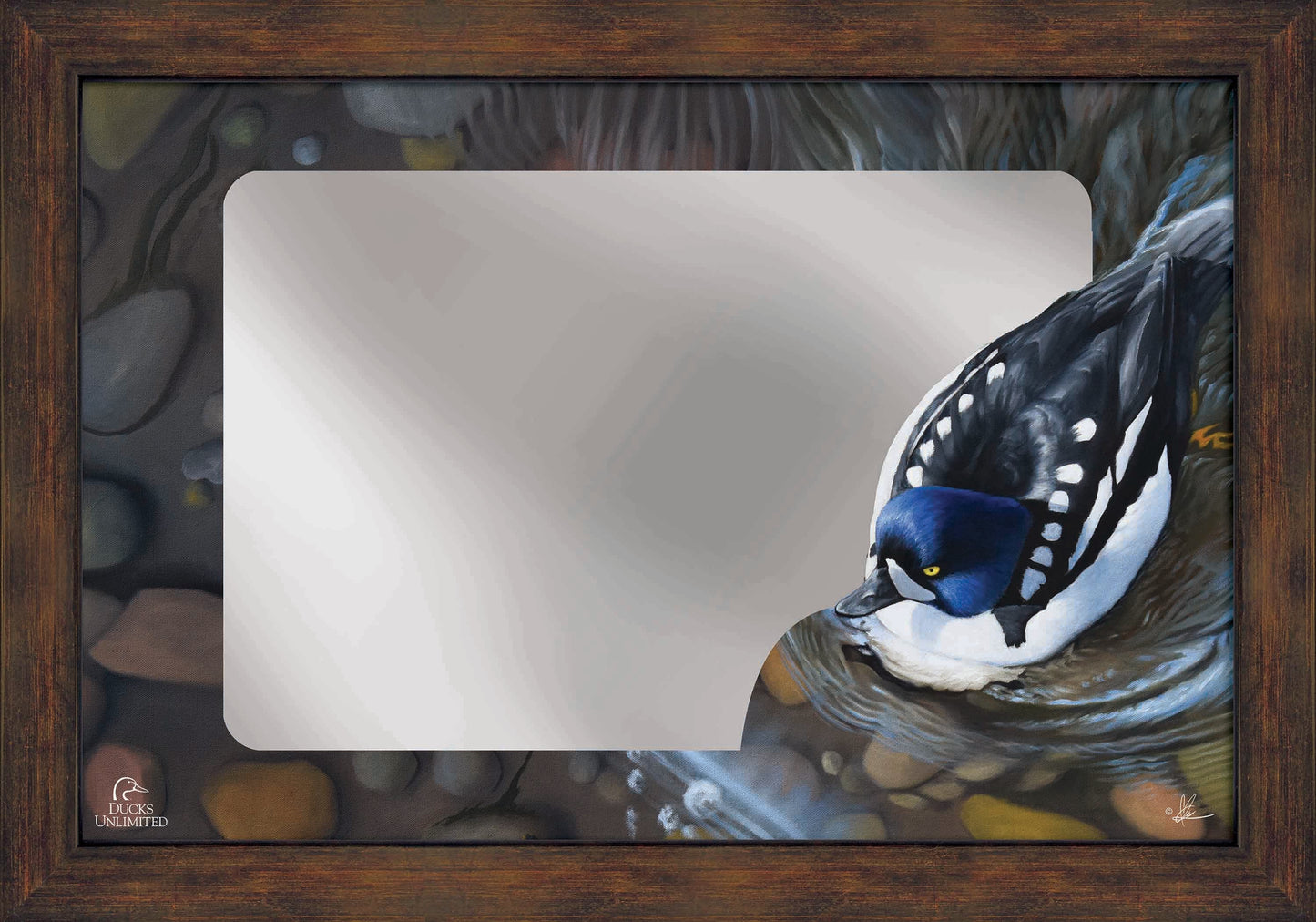 Lamar River Divers 16" x 24" Mirror Framed Barnwood - Official Ducks Unlimited Art