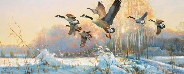 Late Departure Canada Geese 12" x 30" Wood Sign - Official Ducks Unlimited Art