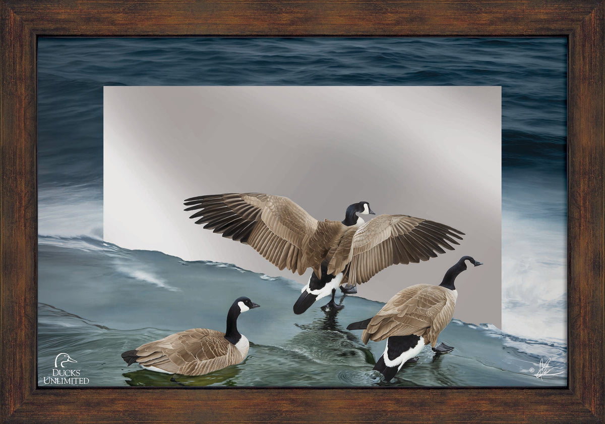 Later Winter in Yellowstone - 16" x 24 Mirror Framed Barnwood - Official Ducks Unlimited Art