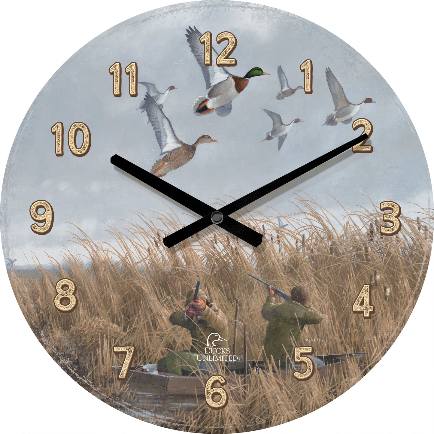 Mallards & Pintails 21" Round Clock - Official Ducks Unlimited Art