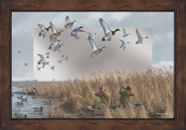 Mallards & Pintails 16" x 24" Mirror Framed Barnwood - Official Ducks Unlimited Art