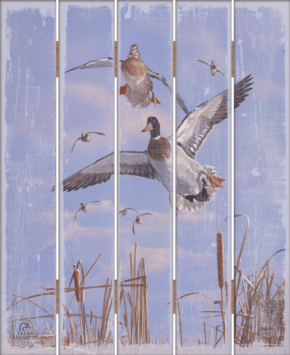 Mallards 'n' Cattails 18" x 22" Pallet Wall Art - Official Ducks Unlimited Art