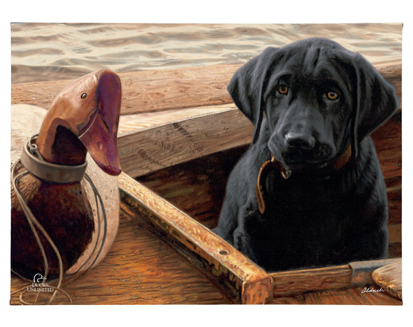 Old School-Black Lab Gallery Wrapped Canvas - Official Ducks Unlimited Art