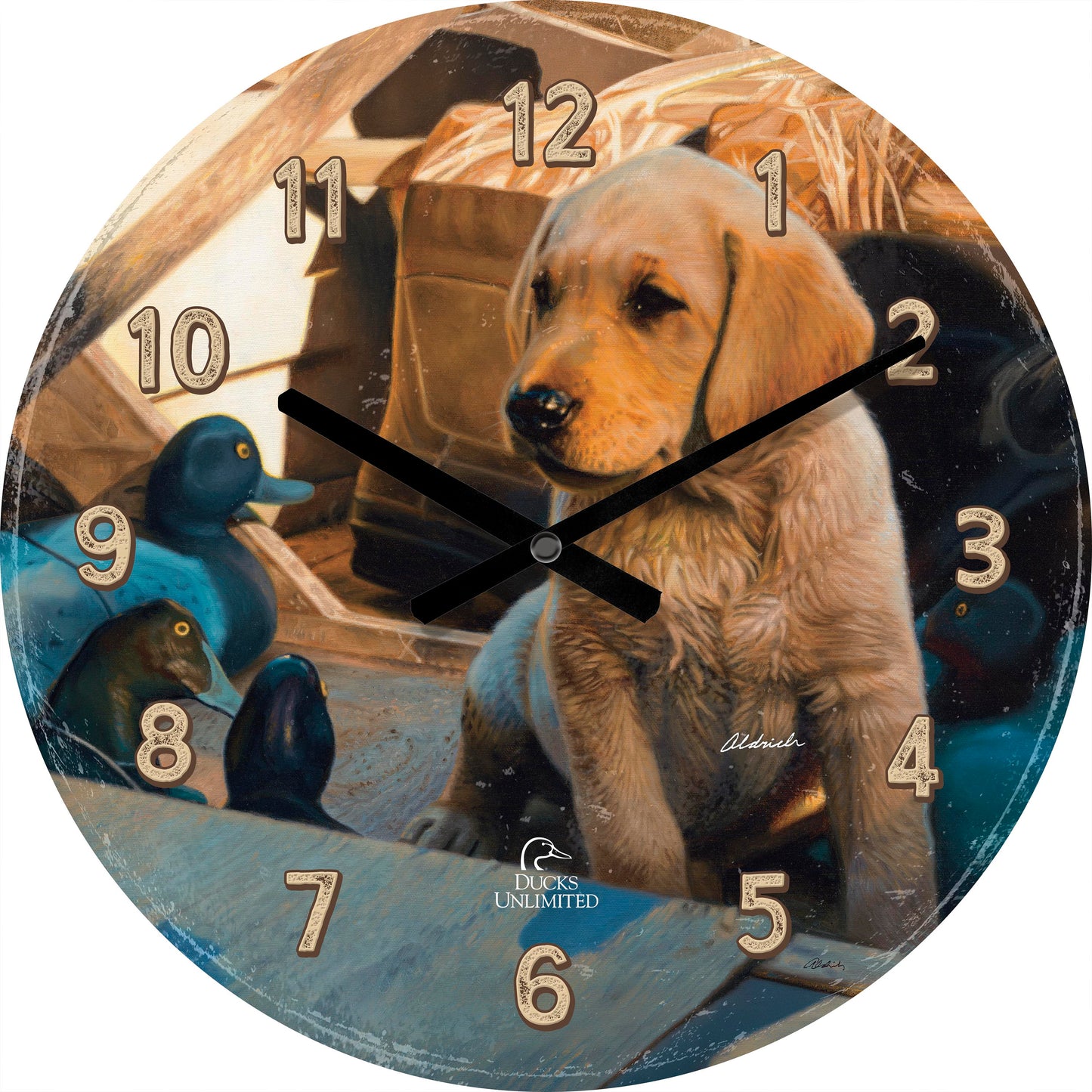 Out Numbered & Surrounded  21" Round Clock - Official Ducks Unlimited Art