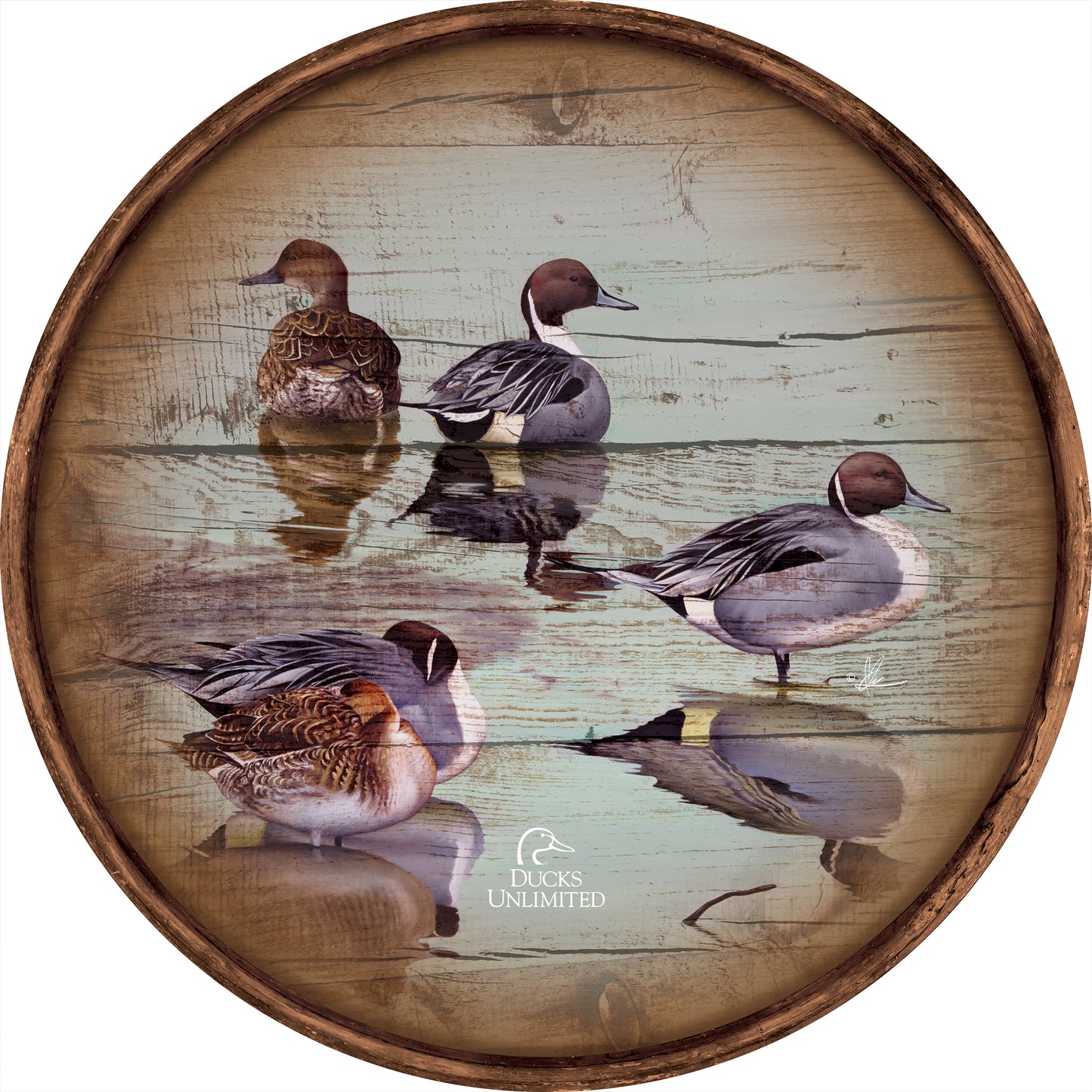 Overcast  21" Round Wood Sign - Official Ducks Unlimited Art