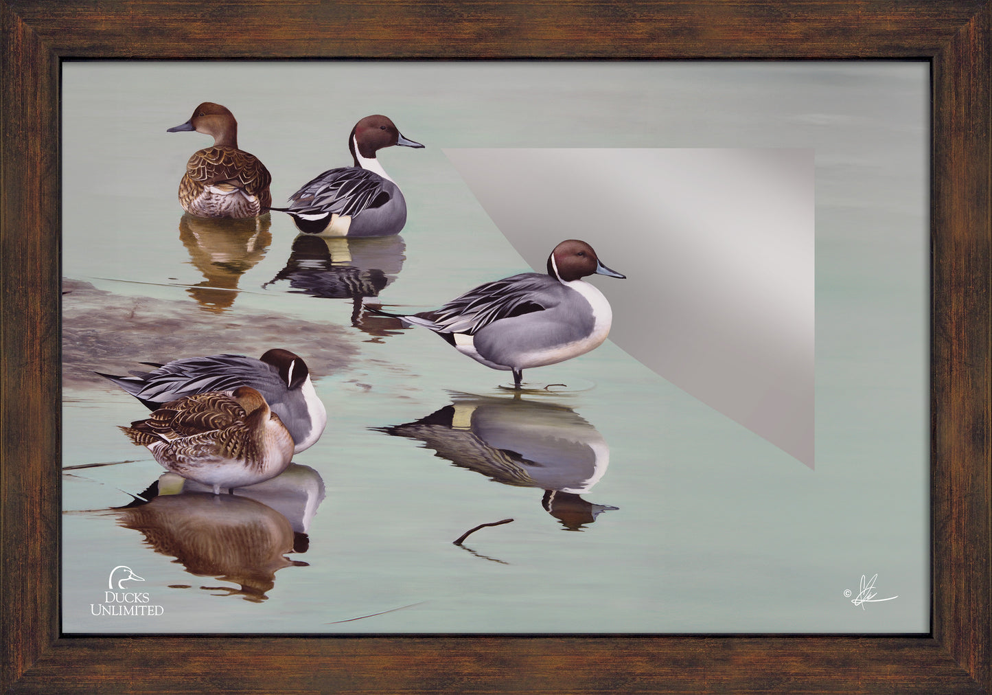 Overcast  16" x 24" Mirror Framed Barnwood - Official Ducks Unlimited Art