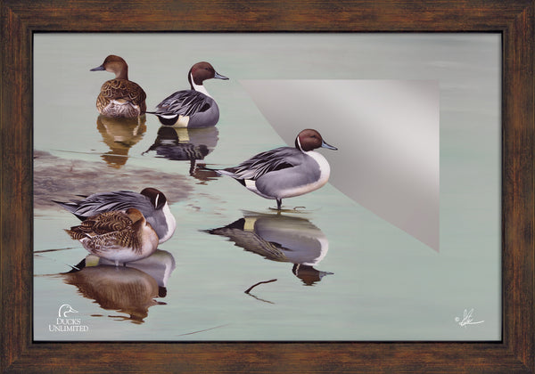Overcast  16" x 24" Mirror Framed Barnwood - Official Ducks Unlimited Art