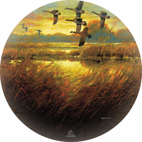 Perfect Ending Canada Geese 21" Round Wood Sign - Official Ducks Unlimited Art