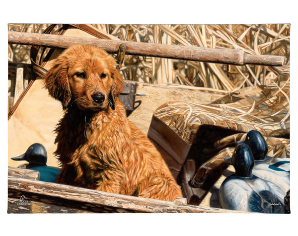 Pup Commander Golden Retriever Gallery Wrapped Canvas - Official Ducks Unlimited Art